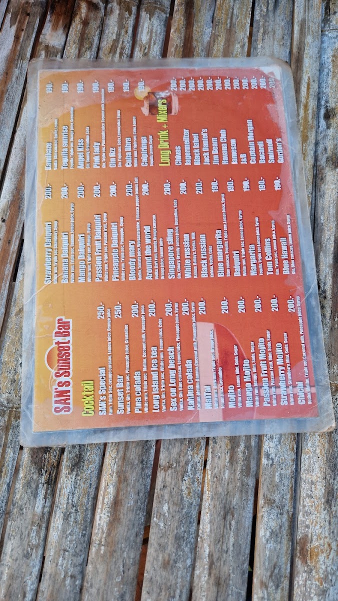 San Sunset Bar Menu - Image 6